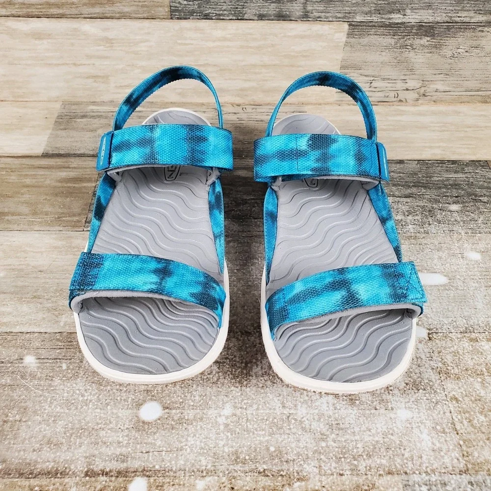 Keen Elle Backstrap Kids‎ Sandals Sz 6 Sea Moss Fjord Blue Adjustable Open Toe